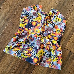 Porridge Anthropologie Floral Strapless Top